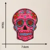 Notions Crâne Patchs Broderie Crâne de Sucre Coudre sur Appliques Tête de Fantôme Tissu Poitrine Autocollant avec Day of The Dead Badges pour DIY Décoration Hoodies Vestes Jeans