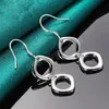 925 Sterling Silver Square Round Geometry Dangle Earrings for Woman Wedding Engagement Fashion Party Charm smycken