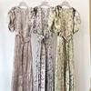 Kuzuwata Style japonais deux vêtements femmes Vestidos robes de printemps hors épaule cordon taille mince imprimer robe plissée 220423