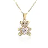 Ny mode CZ Pave Setting Cute Love Bears Pendant Necklace Woman Gift 18K Gold Jewelry9842371