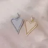 Pendant Necklaces 2pcs 24K Gold Color Brass Summer Woman Zircon Enamel White Heart Shape Charms Pendants Earrings Diy Jewelry FindingsPendan