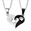Crystal Slide Necklace For Women Men Fashion Lovers Necklaces & Pendants Stainless Steel Heart Shape Pendant For Couple CN-022284G