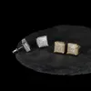 Collares pendientes Hip Hop Rapper Rock Chapado en oro CZ Tachonado 18k Diamante cuadrado para hombres Pendientes Joyería de lujo de moda Colgante