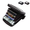 Carteiras 2022 Novo titular de cartão de crédito da carteira masculino de couro genuíno vintage RFID Blocking Zipper Bolsa Protect Case Pocket Bolso 220625