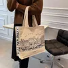 Shopping Bags Women Literature and Art Shoulder Canvas Bag Fashion Printing Student Simple Korean Casual Shopping Bag Large Capacity Tote Bag 220331