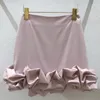 New Korean Fashion Women's Solid Color High Waist Cute Drapped Short Mini Petal Skirt Plus Size SMLXL