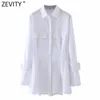 Zevity Women Elegant Pleats Abito Mini Shirt White Female Simply Slim Chic Business Abbigliamento DS4941 210603