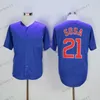 Maglie da baseball da uomo 21 Sammy Sosa magliette cucite vintage grigio blu camicie nere