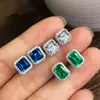 Orecchini a perno di diamanti zircone cubico anelli auricolari blu per donne alla moda gioielli fini e sabbiosi
