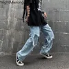 Pantalon en denim déchiré irrégulier femme homme droit Techwear noir Baggy Patchwork Jeans Punk Kpop Harajuku Streetwear Hip Hop 220328