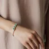 Bangle Unikalny prezent prosta bransoletka modowa spersonalizowana biżuteria Inkrustowana Jade S925 Srebrna srebrna kobieta otwarta