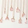 Acryl roze goudfolie ketting voor dames 26 Engelse letters transparante legering hanger kettingen sieraden voor meisjes