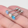 Opal Blue Tongue Piercing Barbell Stainless Stee Bar Screw Tongue Stud Capezzolo Anello Donna Uomo Fermo Sexy Body Jewelry