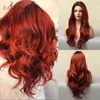 Coiffures synthétiques Cosplay Easihair Long Dark Red Synthetic Wig Brown pour gagner ombre Hair Natural For Women Cosplay CosplaySalon Résister à la chaleur 220225
