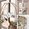 5P Round Bamboo Floral Hoop Wreath DIY Hanging Pendant Ornament Craft Wall Decor For Easter Wedding Party Decoration