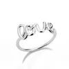 Love Word Ring, Gioielli in argento dorato per donne