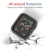 غطاء مراقبة Diamond Watch Luxury Bling Crystal Cover for Apple Watch Case for Iwatch Series 7 65 4 3 2 1 Case 42mm 38mm 41mm 45mm band