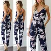 Kobiet kombinezonu damskie przyjęcie Playsuit V-Neck Floral Print Bandge Rompers High talia długie spodnie klubowe chude szczupłe ubranie 220714