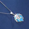 Pendant Necklaces Cute Female Small Lion Necklace Fashion Opal Wedding For Women Vintage Silver Color Animal Long NecklacePendant