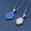 Pendant Necklaces Boho Female Cactus Pendants Fashion Silver Color Wedding Necklace Blue White Fire Opal For WomenPendant