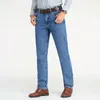 Heren jeans 100% katoen hoge taille rechte klassieke blauw voor herfst casual denim broek kwaliteit zachte overalls 220328