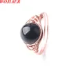 Rose Gold Color Wire Wrap Quartz Round Bead Stone Crystal Ring for Women Jewelry 19mm inte justerbar bo950