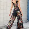 Summer Sexy Bohemian Playsuits Womens Floral Print Wide Leg Overalls Jumpsuits Holiday Beach Casual Loose Sleeveless Romper W220427