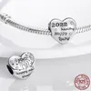 925 Sterling Silver Dangle Charm Diy Heart Shape Charms for Mom Son Daughter Sister Friend Bead Fit Bracelet Jewelry Accessories