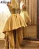 Sparkly Gold Sequined Formal Party Dress High Low Halter Sexy Open Back Discail Prom Prom Prom Prom Prom Prom с многоуровневой юбкой Organza vestidos Night Club event wear Cl0663