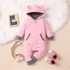 Nouveau mignon nouveau-né bébé garçon fille barboteuses vêtements à manches longues Hoddies ours fermeture éclair enfants barboteuse vêtements automne hiver porter 1160 E3