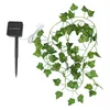 Strängar lvy Fairy String Lights Solar Battery Powered Wedding Party Garden Outdoor Wall Staket lämnar lampor Hem sovrum Dekoration LED