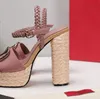 Sandals High Heels Party Shoes Platform Thick Heel Metal Buckle Decorative Luxury Designer Dress Calfskin Waterproof