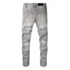 Jeans de moda diseñador para hombres Skinny RIP 2022 Biker de calavera para hombre Distirección de mezclilla gris Rapador de culto Street Place Long Long Long Long Long con agujero
