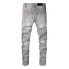 Jeans alla moda da uomo firmati Skinny Rip 2022 Skull Biker per uomo Denim grigio Distress Cult Rapper Street Plus Size Gamba lunga dritta blu chiaro con foro