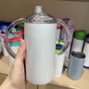 Almacén de EE. UU. Sublimación de 12 oz Vaso con brillo blanco Tazas para sorber rectas en blanco con 2 tapas Botella de agua para bebés Taza para beber para niños B6
