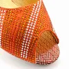 Kleidschuhe Neueste Orange Farbe Gute Qualität Glänzendes Druckmaterial Damen und Taschenset Afrikanischer prägnanter Stil für Hochzeitsfeier 220722