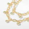Collana a catena robusta Moda donna Ciondolo con perline in oro Dichiarazione Collana girocollo multistrato vintage Accessori per gioielli