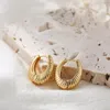 Hoop & Huggie Punk Croissant Round Chunky Earrings For Women Copper Metal Thread Texture Ear Buckle Hoops Jewelry Party GiftHoop