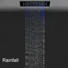 black waterfall shower set massage ceiling shower panel led thermostatic bath bathroom 2 inch body jets rainfall hand shower kit306B