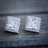 Stud Hyperbole Orecchini a forma quadrata per le donne Accessori da sposa di lusso Princess Cut CZ Fashion Contracted JewelryStudStud Kirs22