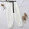 Harajuku calças streetwear calças de carga mulheres casuais joggers sweatpants cintura alta calças femininas coreano pantalon cinto cx220316