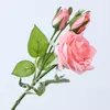 Artificial Flowers 1 Flower 2 Bud Moisturizing Rose Feel Felt Simulation Decorative Roses for Home Bridal Wedding Party Festival