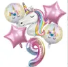 Rainbow Unicorn Balloon 32 tums nummerfolie Ballonger 1: e barn Unicorn Tema Födelsedagsfest dekorationer Baby Shower Globos GC855