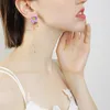 Dangle & Chandelier Romantic Elegant Purple Flower Tassel Earring For Women Sweet Party Lady Ear Clip Jewelry AccessoriesDangle