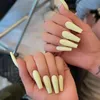 False Nails Waterproof Removable 24pcs Long Trapezoidal Ballet Color French V Fake Wearable Full Cover Finished Product Press On Prud22