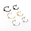 Women Lip Ring Piercing Fake Stainless Steel Labret Rings Septum Piercing Clip on Mouth Non Piercing Cuff Hoop Earring