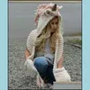 18 Designs New Crochet Cartoon Animal Horn Winter Hat With Scarf Hooded Knitting Beanie Cosplay Pography Prop Drop Delivery 2021 Caps Hats