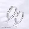 1 paire de bagues de couple en cuivre massif plaqué platine redimensionnable avec nœud torsadé pour homme et femme, cristal d'Autriche, réglable, fiançailles, mariage, festival, cadeau, bijoux de doigt