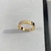 Love Ring 3.6mm V Gold Plated 18k kommer aldrig att blekna smal ring utan diamanter lyxvarumärke officiella reproduktioner parringar utsökta gåva födelsedagspresent