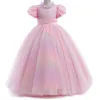 Stock 2-14 lat koronkowy Tiul Flower Girl Sukienki Bows Pierwsza sukienka dla dzieci Święta Komunia